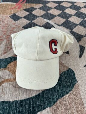 Zara Cream Baseball Cap with Red 'C' Patch